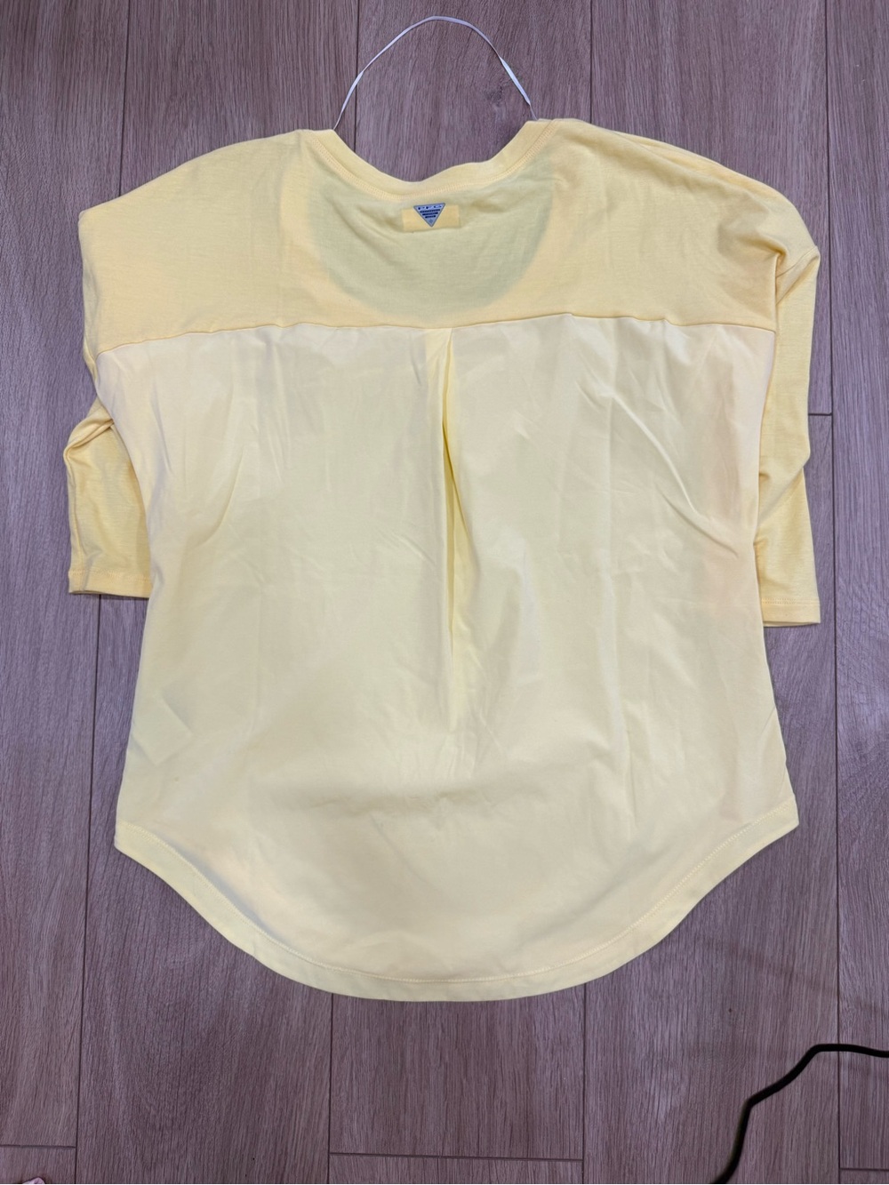 Columbia Yellow 3/4 Sleeve Mixed Media Top Blouse Size Small - Picture 5 of 5